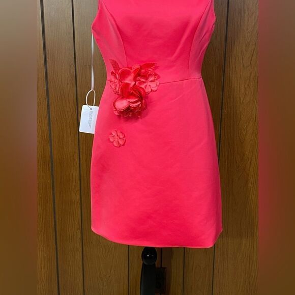 Marchesa Notte Floral Applique Satin Minidress size 10 - Picture 8 of 12